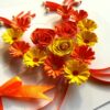 Yellow Themed Quilled Flowers in Heart Greeting Card image