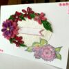 Sparkling Quilled Pink Flowers in Circle Greeting Card image