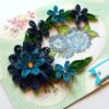 Sparkling Quilled Blue Flowers in Circle Greeting Card image