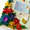 Quilled Flowers Corner Happy Birthday Greeting Card gift image Quilled Flowers Corner Happy Birthday Greeting Card gift image