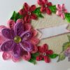 Sparkling Quilled Pink Flowers in Circle Greeting Card image