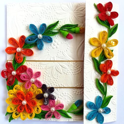 Multicolor Flowers Mini Scrapbook Greeting Card image