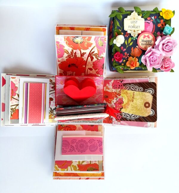 Love and Birthday Explosion Box with box and a mini booklet image