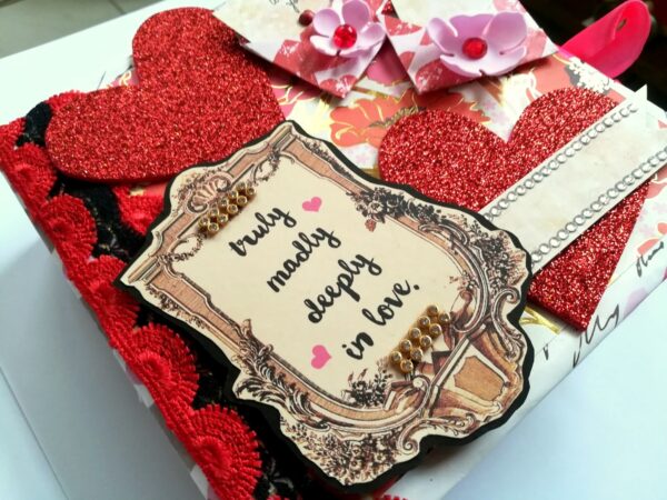 Floral Theme Love Valentine Handmade Scrapbook image