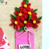 Red Quilled Flowers in Jar Greeting Card image