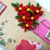Red Quilled Flowers in Jar Greeting Card image