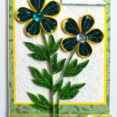 Blue Quilled Flowers Greeting card image