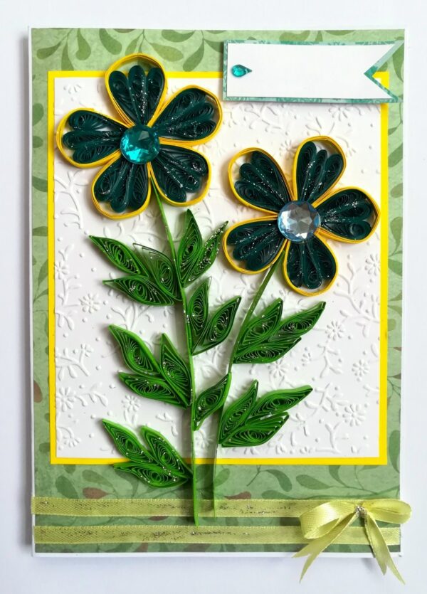 Blue Quilled Flowers Greeting card image Blue Quilled Flowers Greeting card image