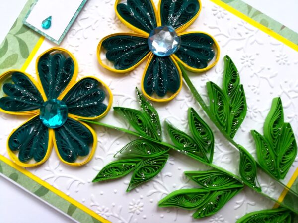 Blue Quilled Flowers Greeting card image Blue Quilled Flowers Greeting card image