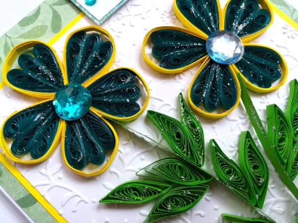 Blue Quilled Flowers Greeting card image Blue Quilled Flowers Greeting card image