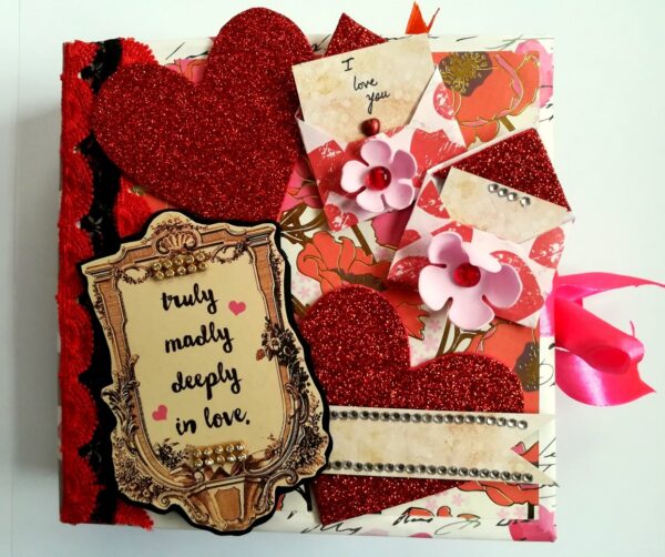 Floral Theme Love Valentine Handmade Scrapbook image