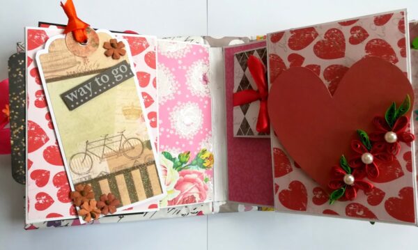 Floral Theme Love Valentine Handmade Scrapbook image