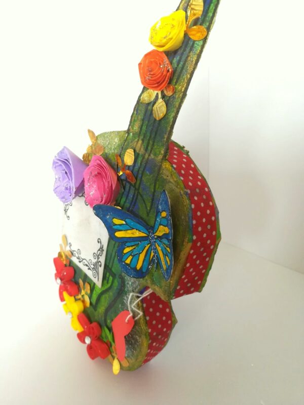 Beautiful Sparkling Colorful Paper 3d Guitar Gift image