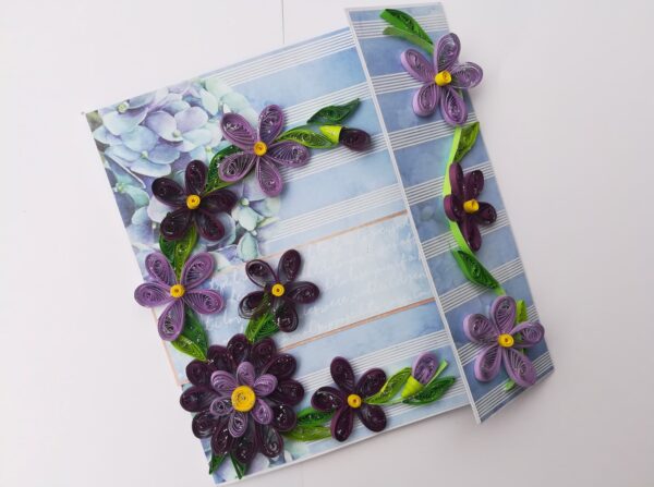 Purple Themed Flowers Mini Scrapbook Greeting Card image