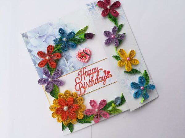 Multicolor Flowers Mini Scrapbook Greeting Card image Multicolor Flowers Mini Scrapbook Greeting Card image