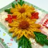 Yellow Quilled Flowers New Year Greeting Card image