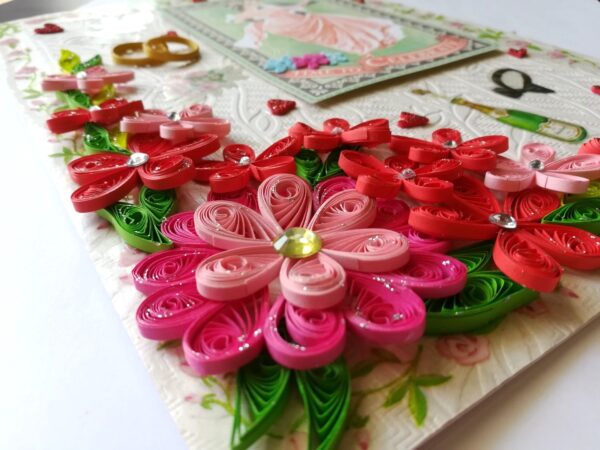 Happy Anniversary Quilled Flowers Greeting Card image