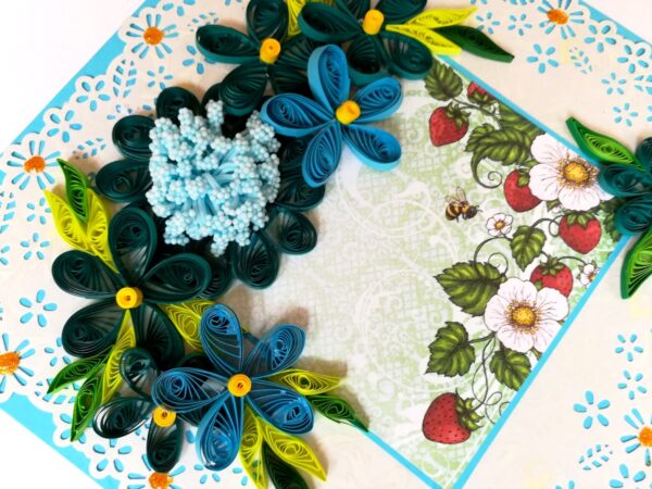 Blue Themed Quilled Flowers Greeting Card image