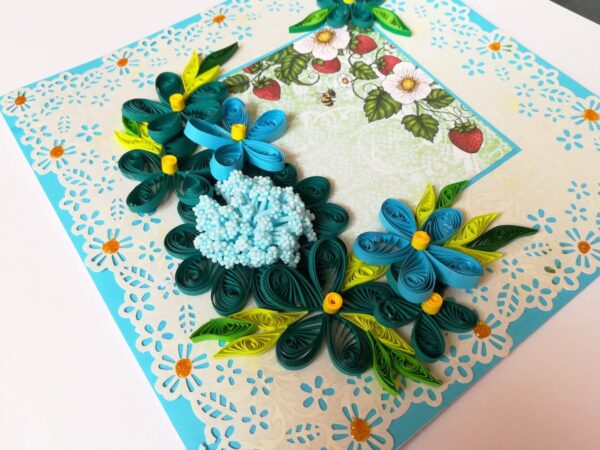 Blue Themed Quilled Flowers Greeting Card image