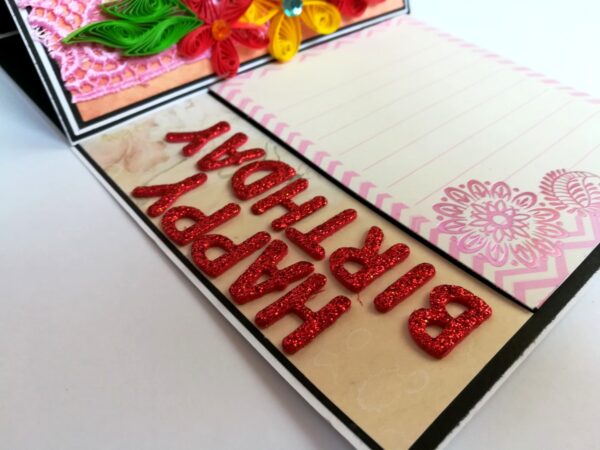 Happy Birthday with Quilled Flowers Greeting Card image