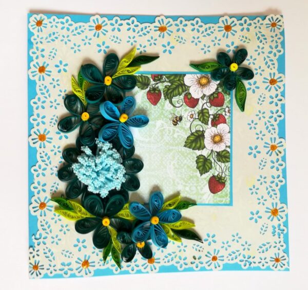 Blue Themed Quilled Flowers Greeting Card image