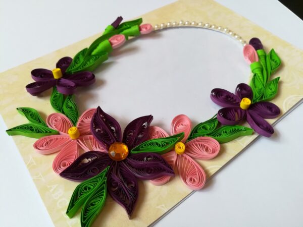 Purple Themed Quilled Photo Frame Card image
