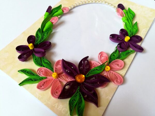 Purple Themed Quilled Photo Frame Card image