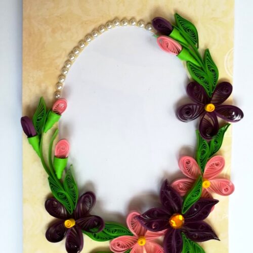 Purple Themed Quilled Photo Frame Card image