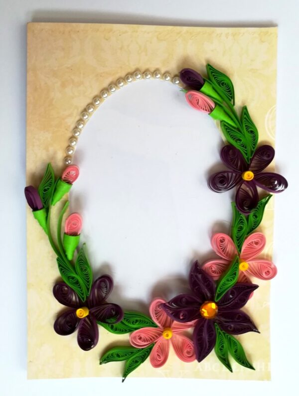 Purple Themed Quilled Photo Frame Card image