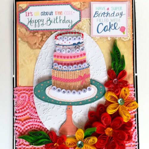 Happy Birthday with Quilled Flowers Greeting Card image