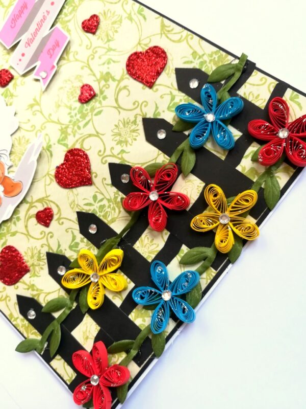 Love Balloons and Quilled Flower Fence Greeting Card image