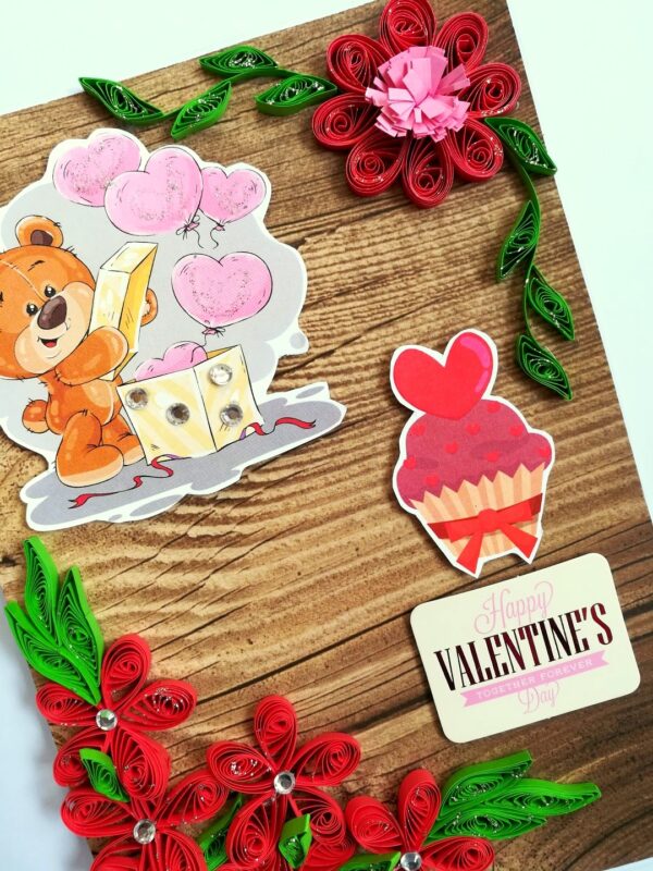 Quilled Corner Valentine Greeting Card image Quilled Corner Valentine Greeting Card image