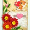 Quilled Red Love Flowers Valentine Greeting Card image
