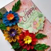 Quilled Flowers Happy Birthday Greeting Card image