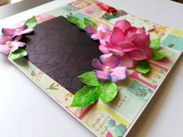 Sparkling DieCut Handmade paper Flowers Pink Greeting Card image Sparkling DieCut Handmade paper Flowers Pink Greeting Card image