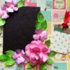 Sparkling DieCut Handmade paper Flowers Pink Greeting Card image Sparkling DieCut Handmade paper Flowers Pink Greeting Card image