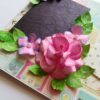 Sparkling DieCut Handmade paper Flowers Pink Greeting Card image Sparkling DieCut Handmade paper Flowers Pink Greeting Card image