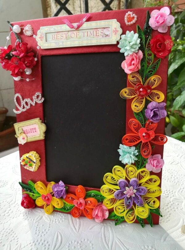 Quilled Red Theme Handmade Photo Frame image Quilled Red Theme Handmade Photo Frame image