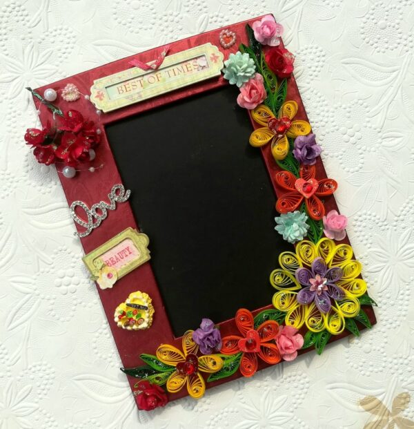 Quilled Red Theme Handmade Photo Frame image Quilled Red Theme Handmade Photo Frame image