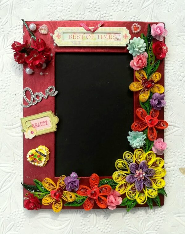 Quilled Red Theme Handmade Photo Frame image Quilled Red Theme Handmade Photo Frame image