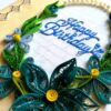 Blue Quilled Corner Flowers Birthday Greeting card image