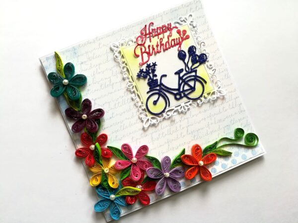 Multicolor Flowers In Corner Birthday Greeting Card image