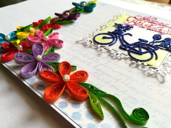 Multicolor Flowers In Corner Birthday Greeting Card image