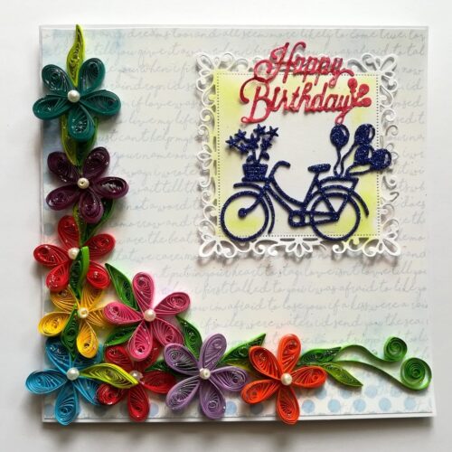 Multicolor Flowers In Corner Birthday Greeting Card image