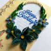Blue Quilled Corner Flowers Birthday Greeting card image