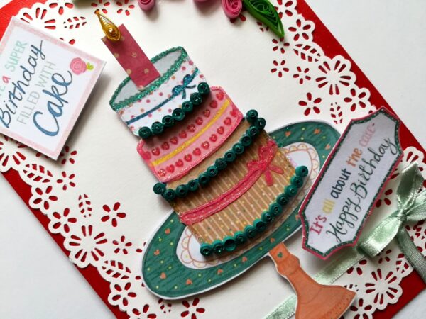 Sparkling Birthday Quilled Cake Greeting card image Sparkling Birthday Quilled Cake Greeting card image