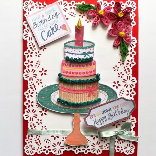 Sparkling Birthday Quilled Cake Greeting card image