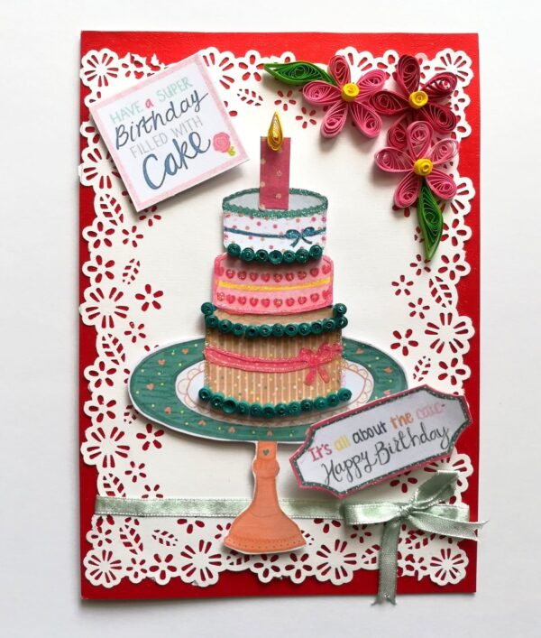 Sparkling Birthday Quilled Cake Greeting card image Sparkling Birthday Quilled Cake Greeting card image