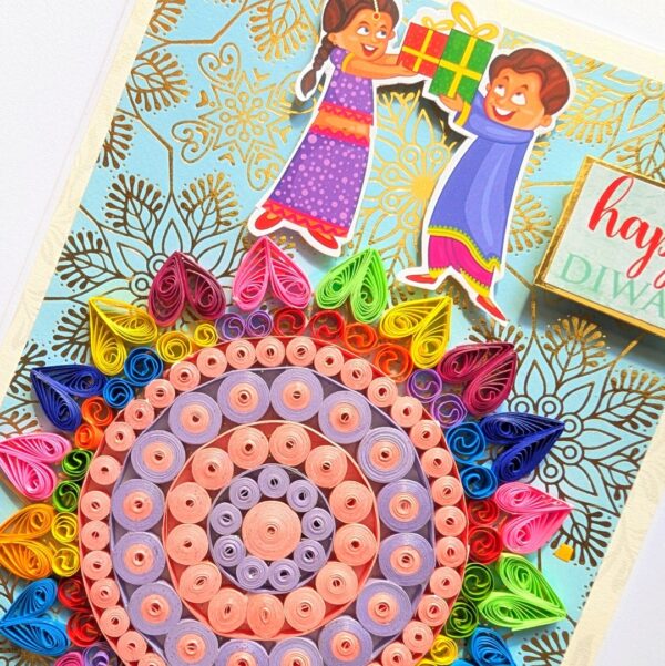 Handmade Quilled Rangoli Diwali Greeting Card