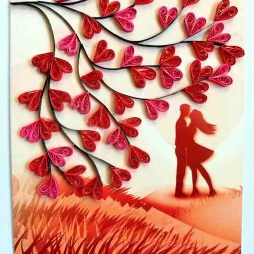 Love Tree Couple Print Quilled Greeting Card image